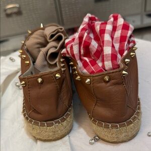 Brown Leather Kids Moccasins with Gold Studs